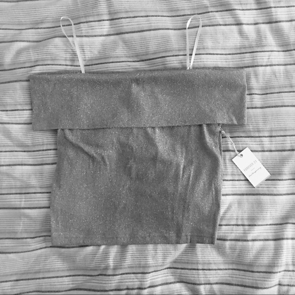 Forever 21 Tops - 🗣DONATING SOON🗣 F21 - Silver Glittery Tube Top